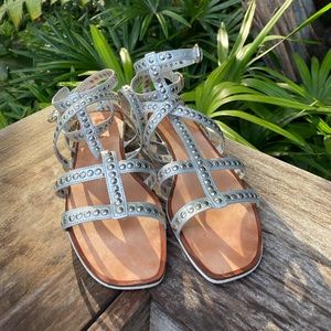 Michael Kors silver studded gladiator sandal gently used. Superb condition!!